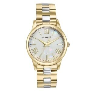 Sonata Gold + Silver Quartz Analog Watch – Off White Dial - for Women
