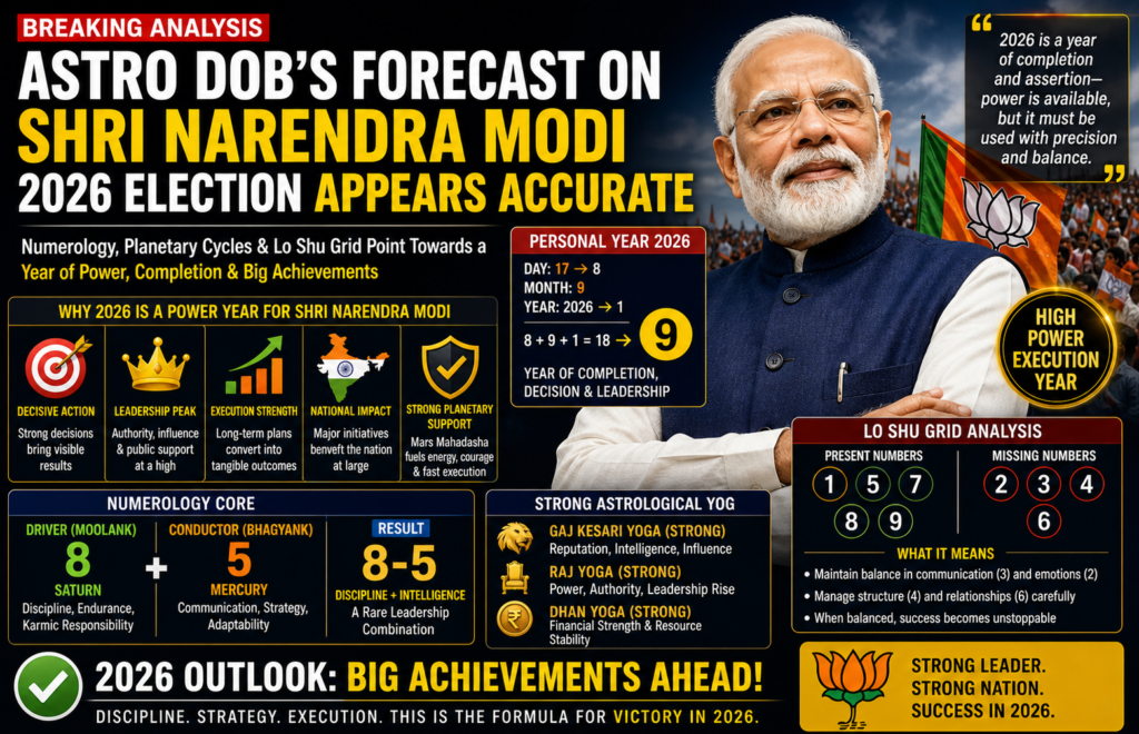 Astro DOB's Forecast on Narendra Modi 2026 Election Appears Accurate